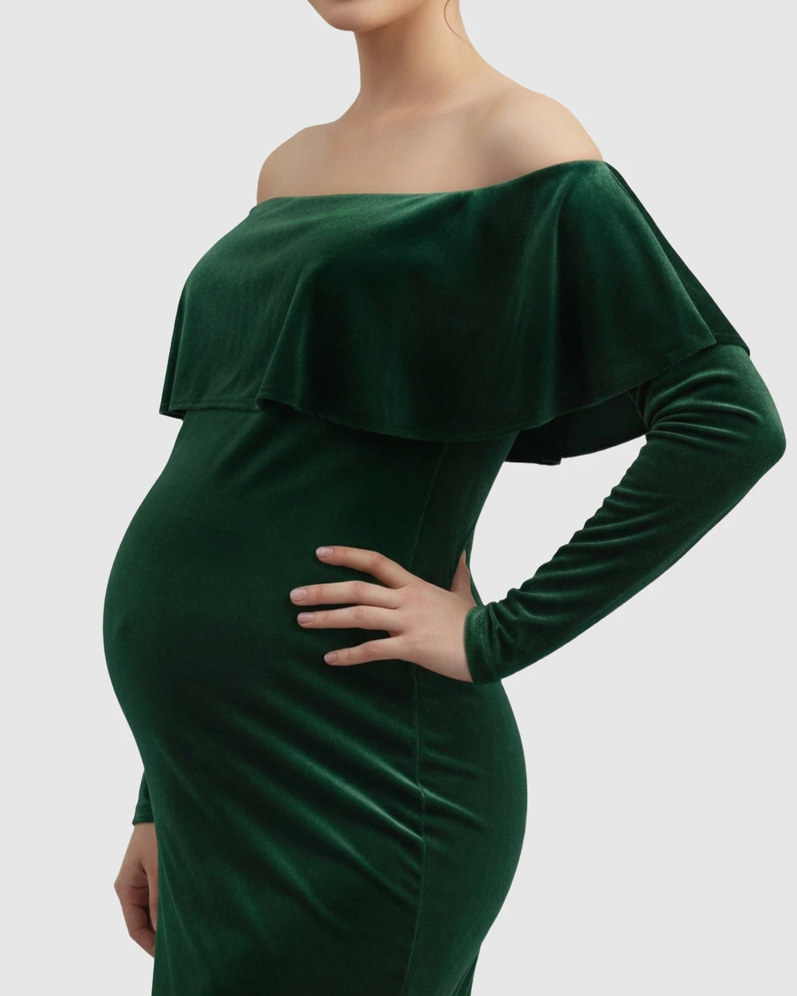 Off-Shoulder Fitted Maternity Photoshoot Dress