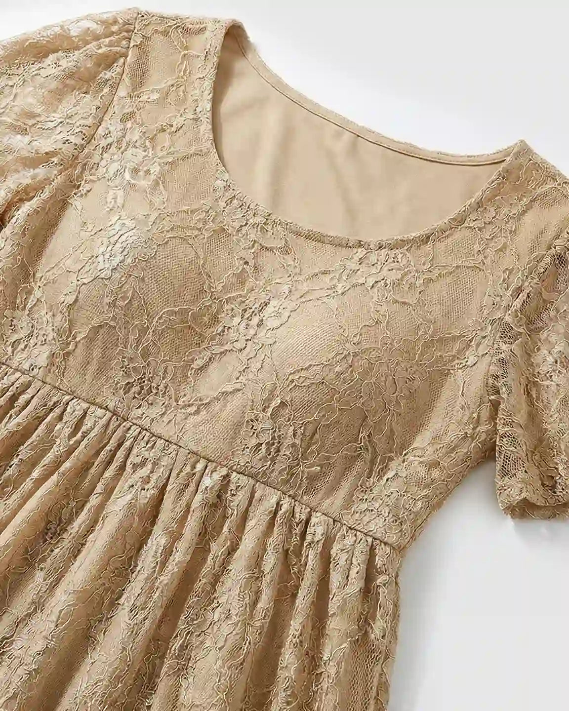 Ruffled Hem Floral Lace Maternity Photoshoot Dress