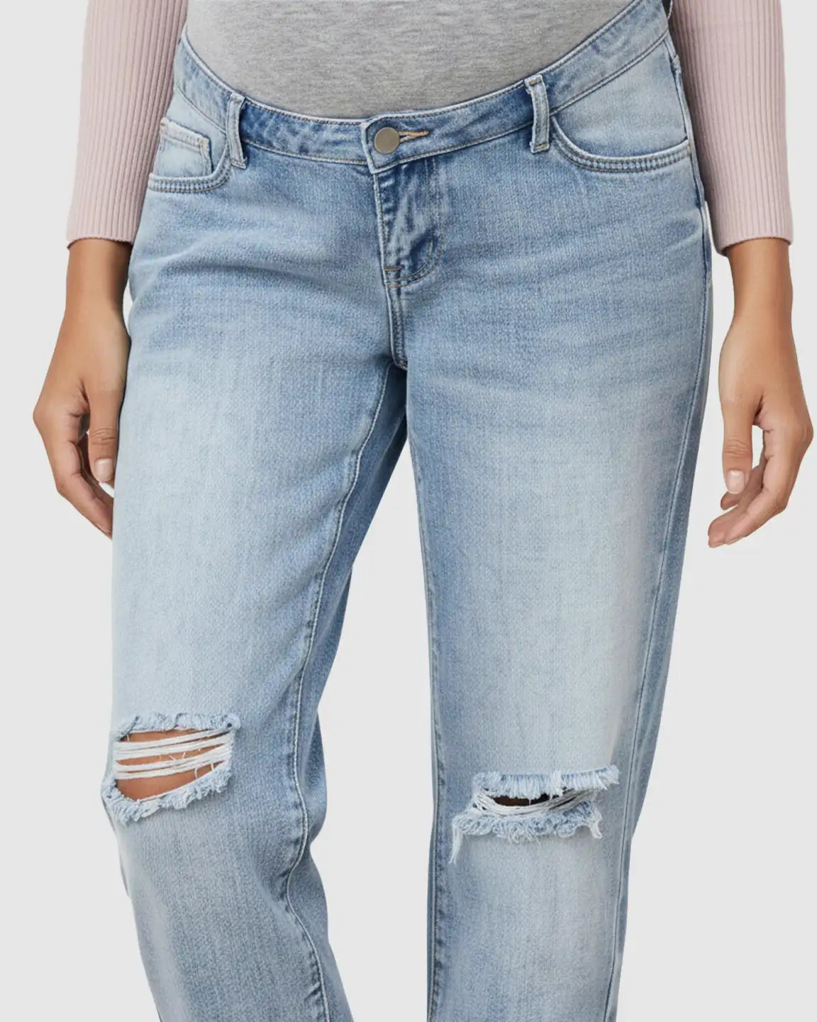 Distressed Straight-Leg Maternity Jeans