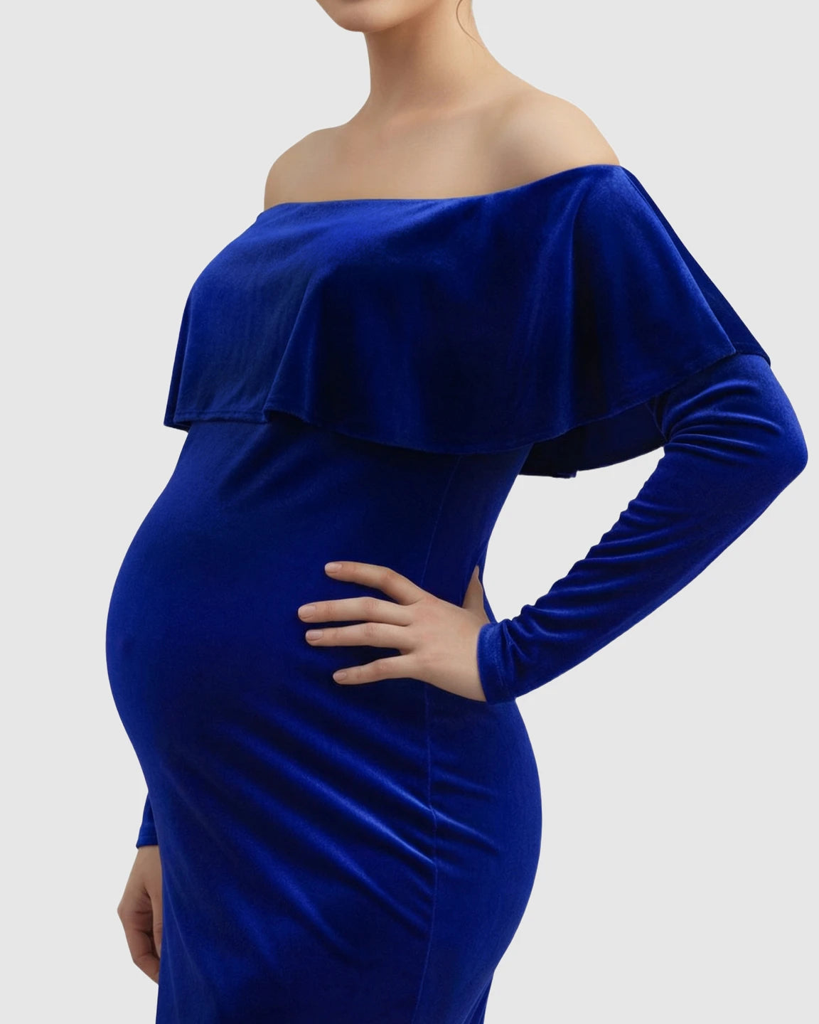 Off-Shoulder Fitted Maternity Photoshoot Dress