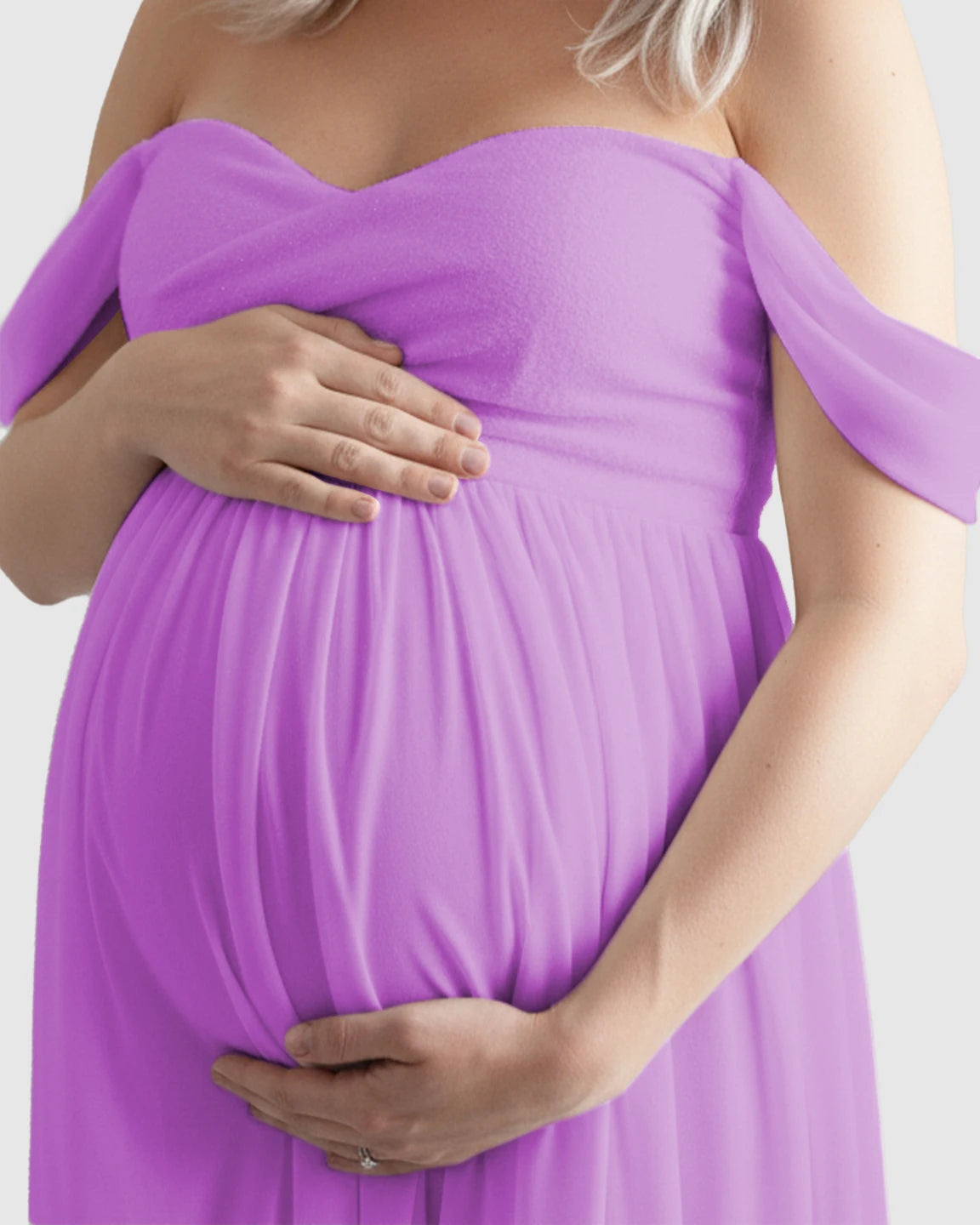 Off-Shoulder Flowing Maternity Photoshoot Gown