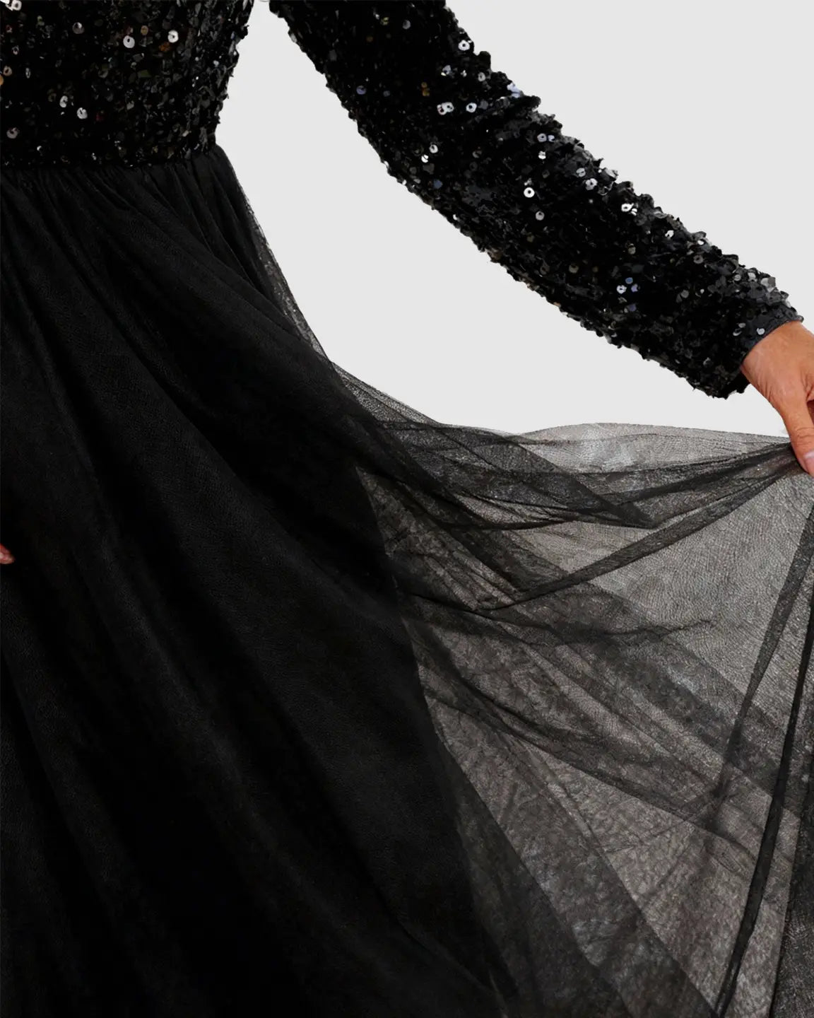 Sequin Long-Sleeve Empire Waist Maternity Maxi Dress