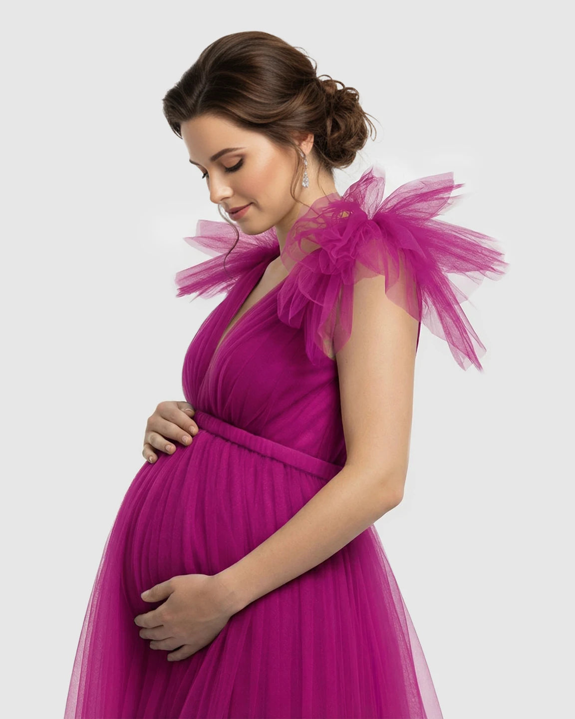 Dramatic Tulle Babydoll Maternity Photoshoot Dress