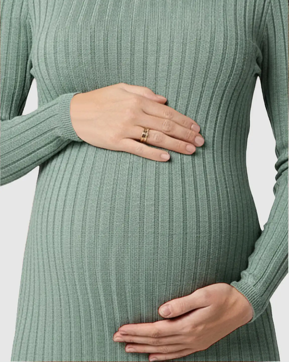 Ribbed Knit Casual Maternity Midi Dress
