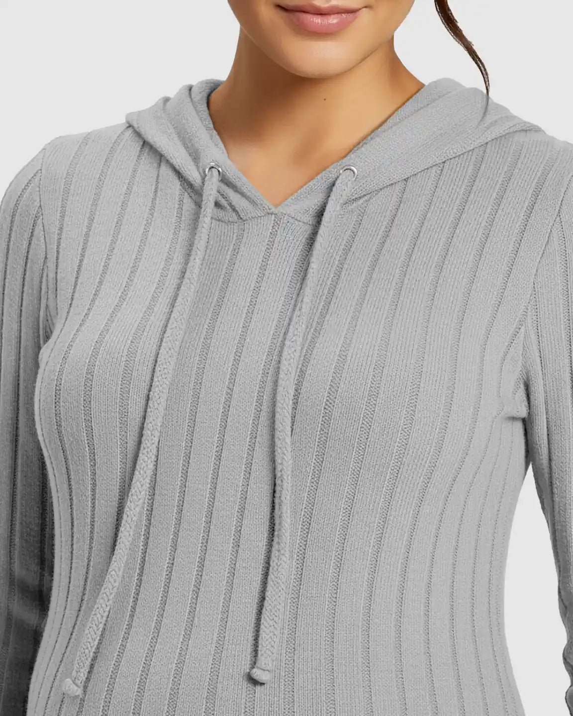 Ribbed Bodycon Hooded Maternity Midi Dress