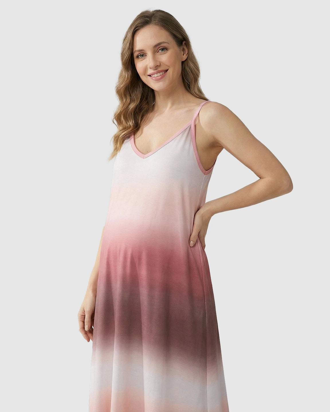 Spaghetti-Strap Gradient Maternity Maxi Dress