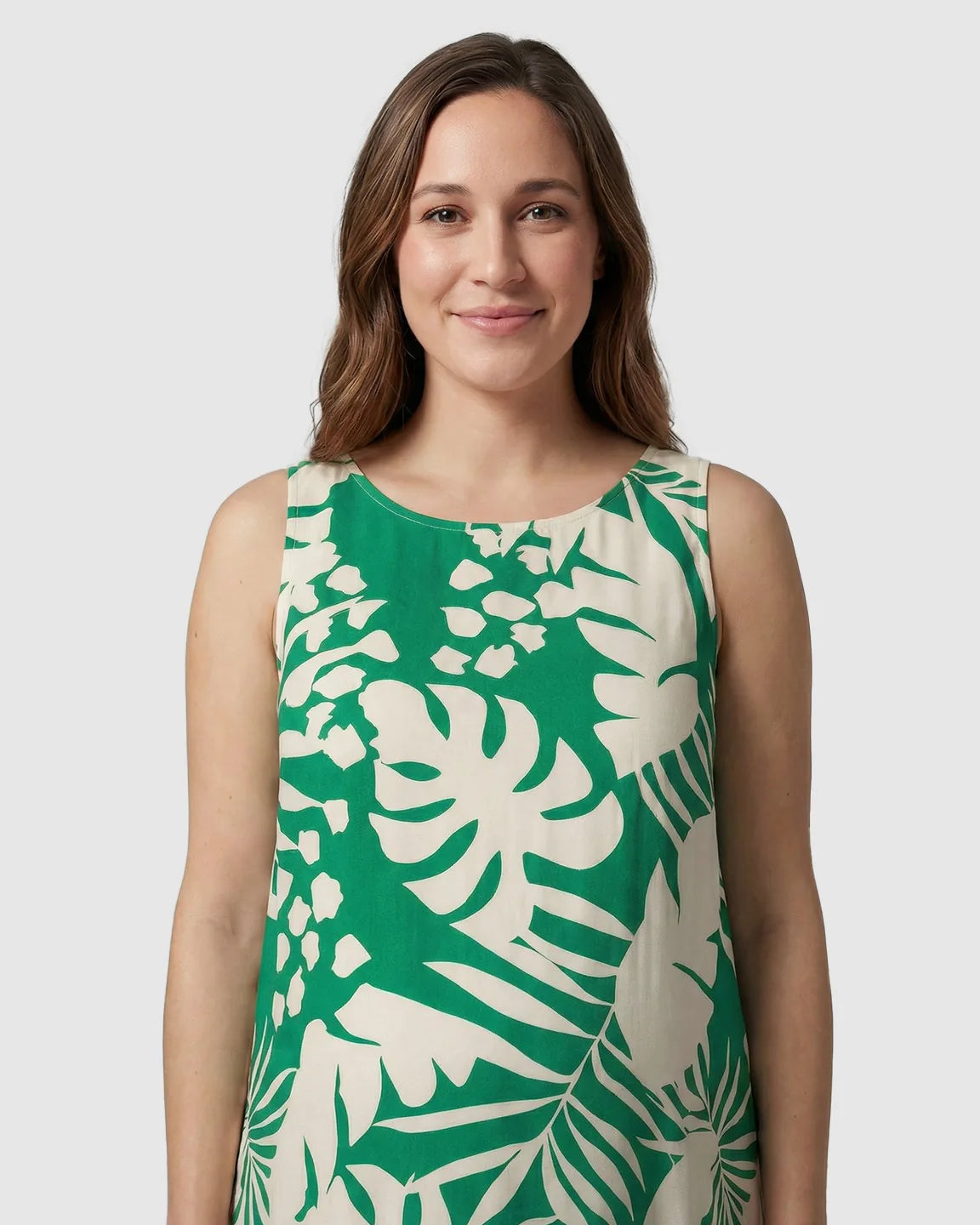 Tropical-Print Sleeveless Maternity Dress