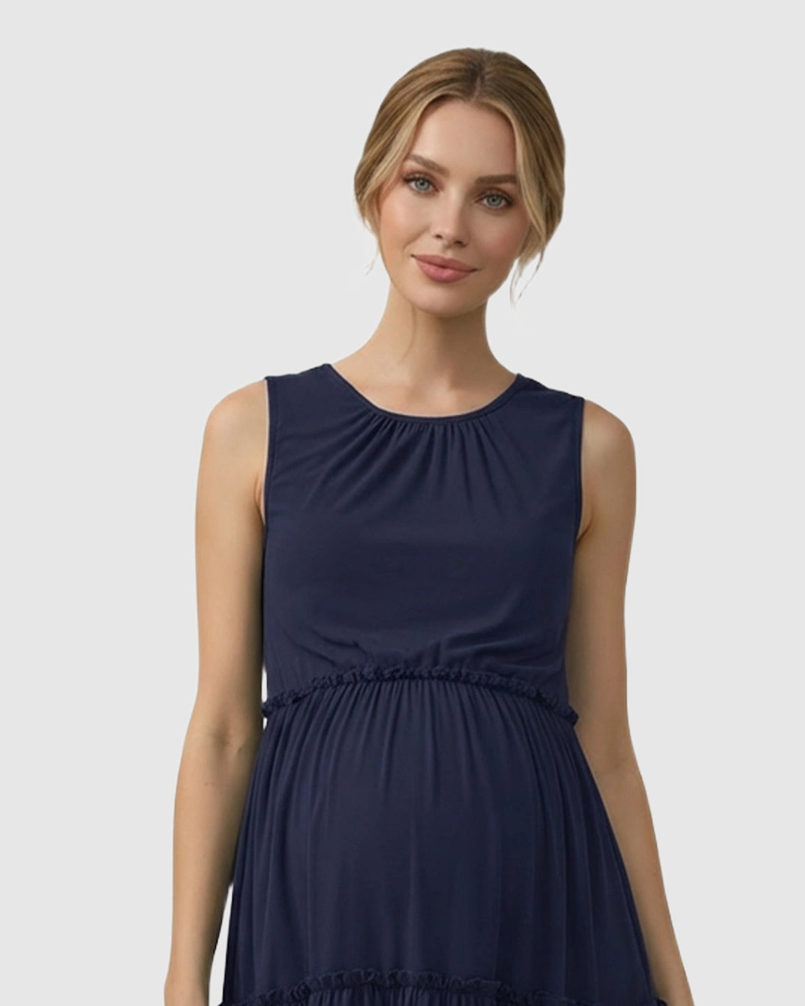 Tiered Ruffle Skirt Casual Maternity Midi Dress