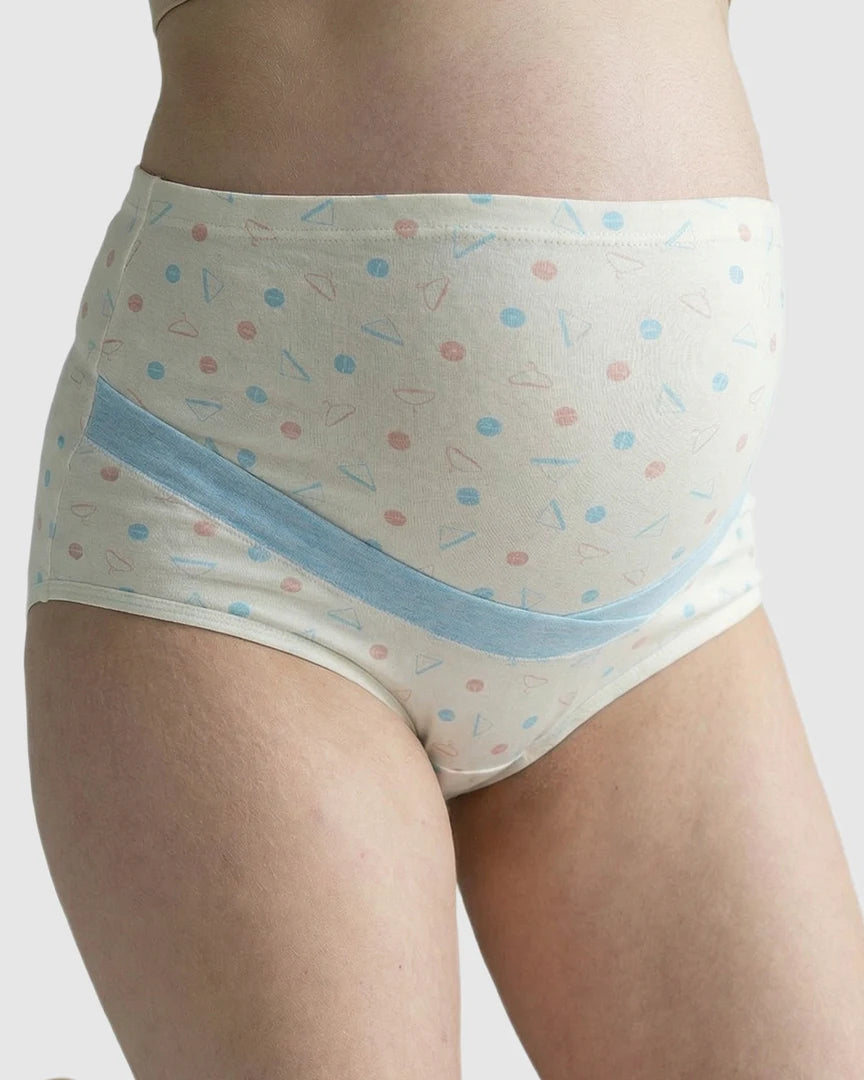 High-Waisted Geometric Pattern Maternity Underwear