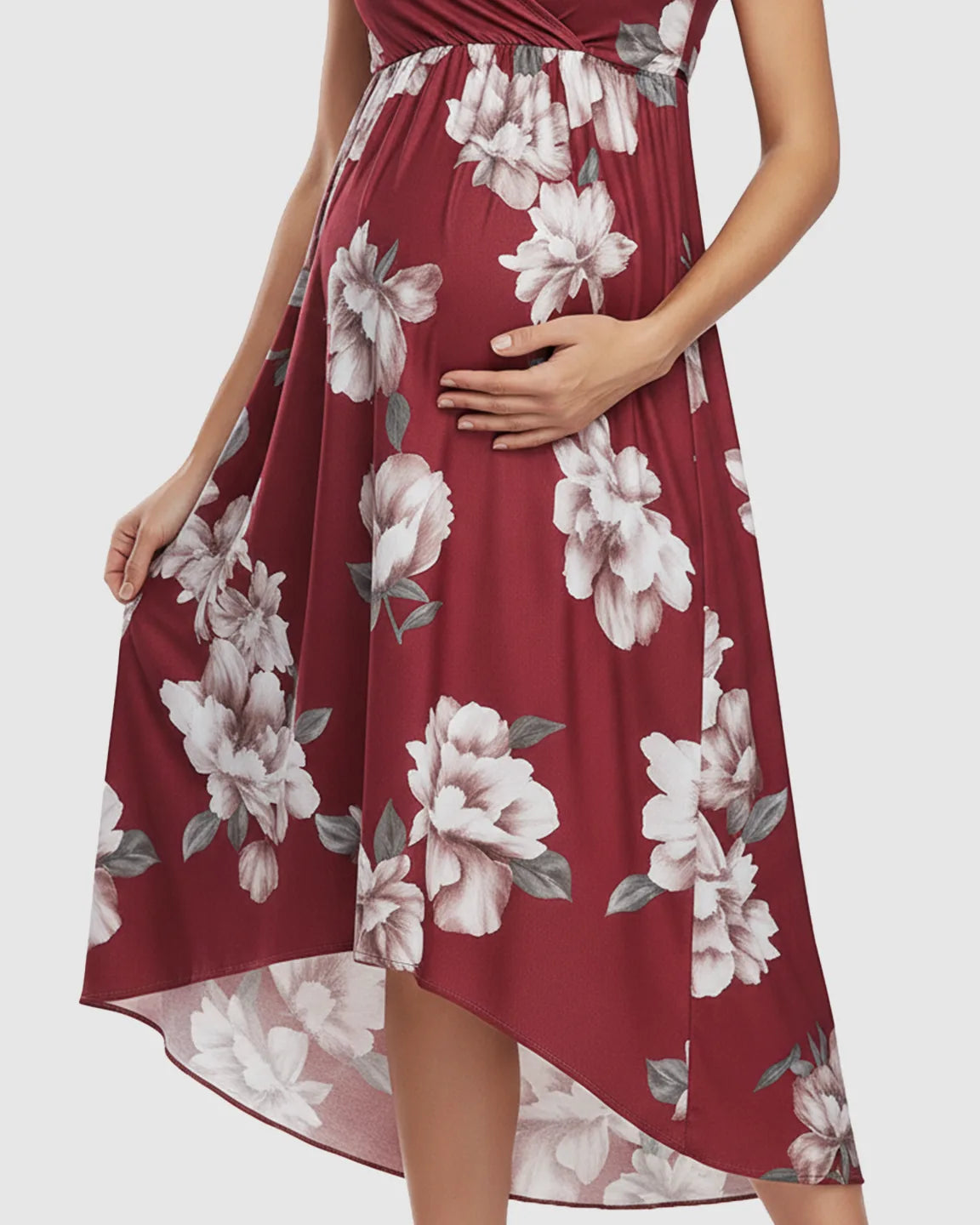 Floral Print Wrap Skirt Maternity Maxi Dress