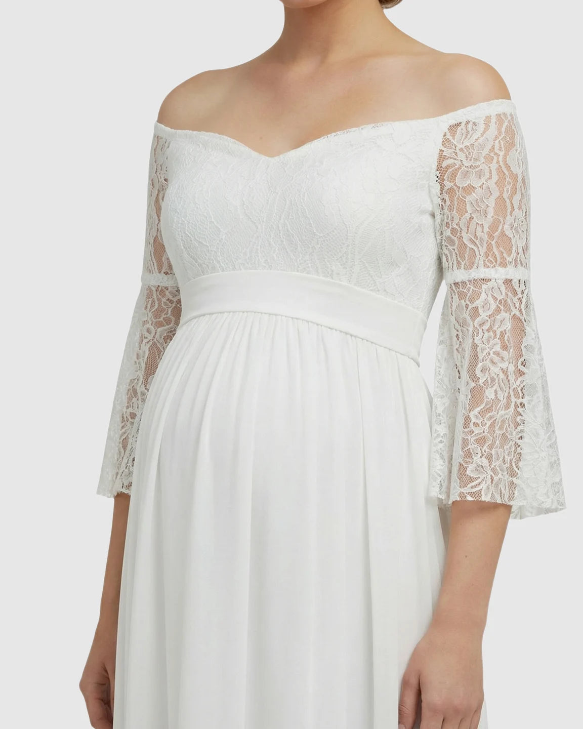 Off-Shoulder Lace Bodice Maternity Photoshoot Dress