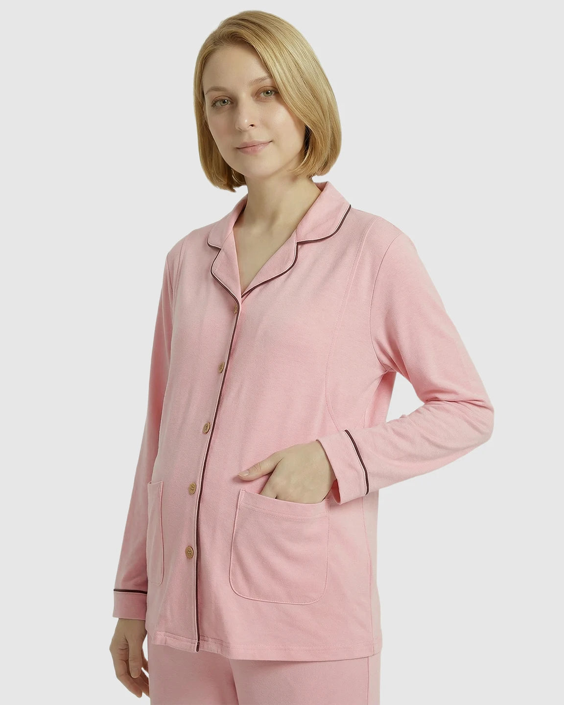 Button-Front Relaxed Fit Maternity Loungewear Set