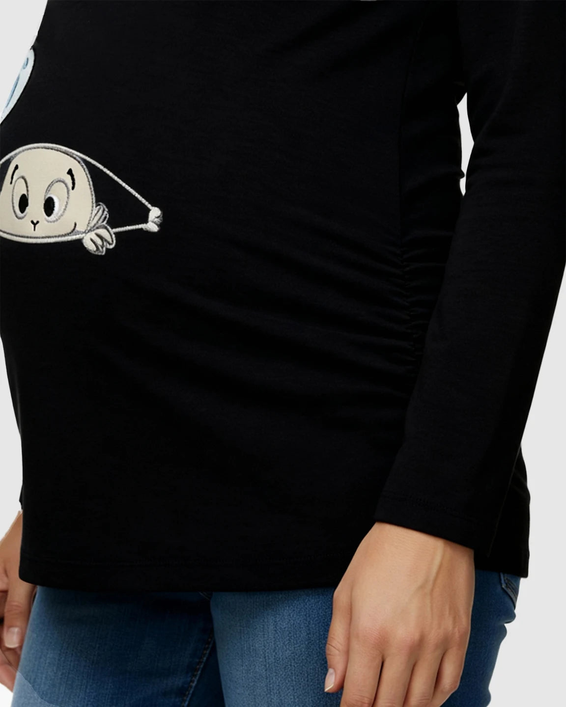 Slim Fit Side Ruched Long Sleeve Maternity Top