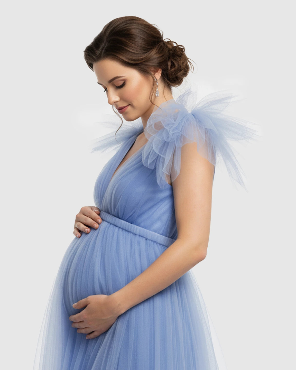 Dramatic Tulle Babydoll Maternity Photoshoot Dress
