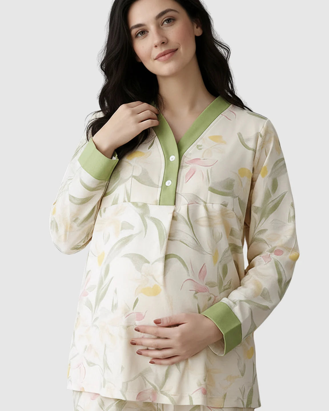 Built-In Chest Pad Floral Maternity Nursing Lounge Set