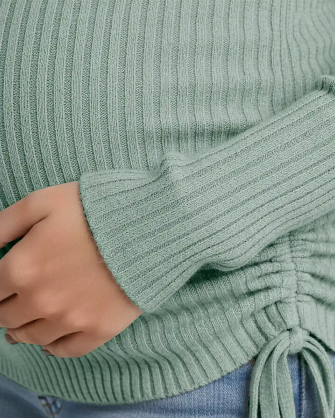 Adjustable Side Drawstrings Ribbed Maternity Top