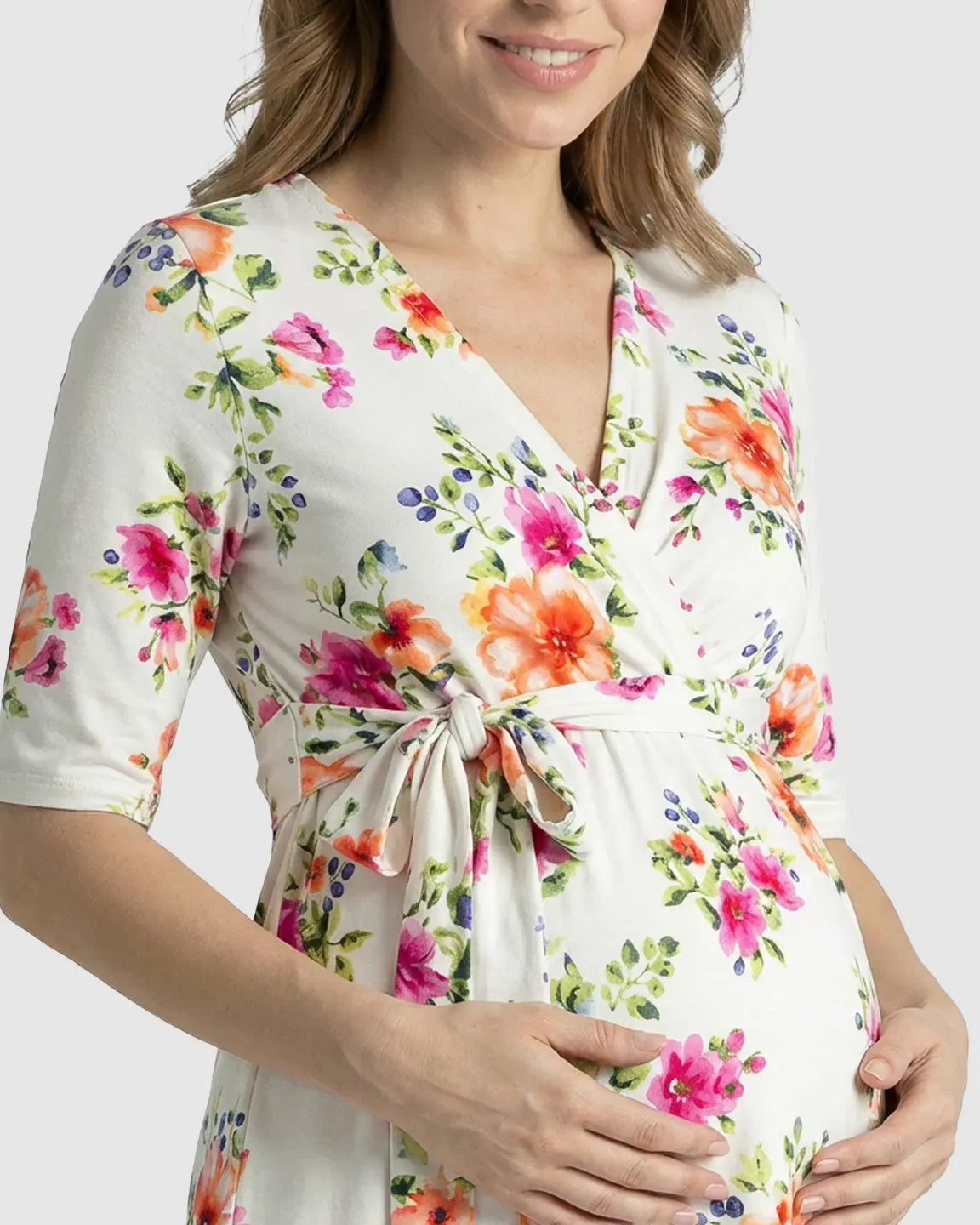 Adjustable Waist Floral Maternity Short Dress