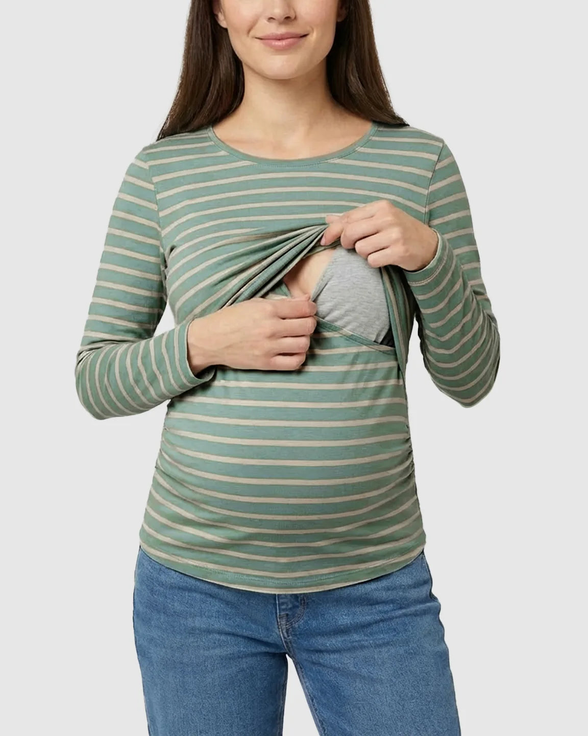 Striped Print Relax Fit Maternity & Nursing Top