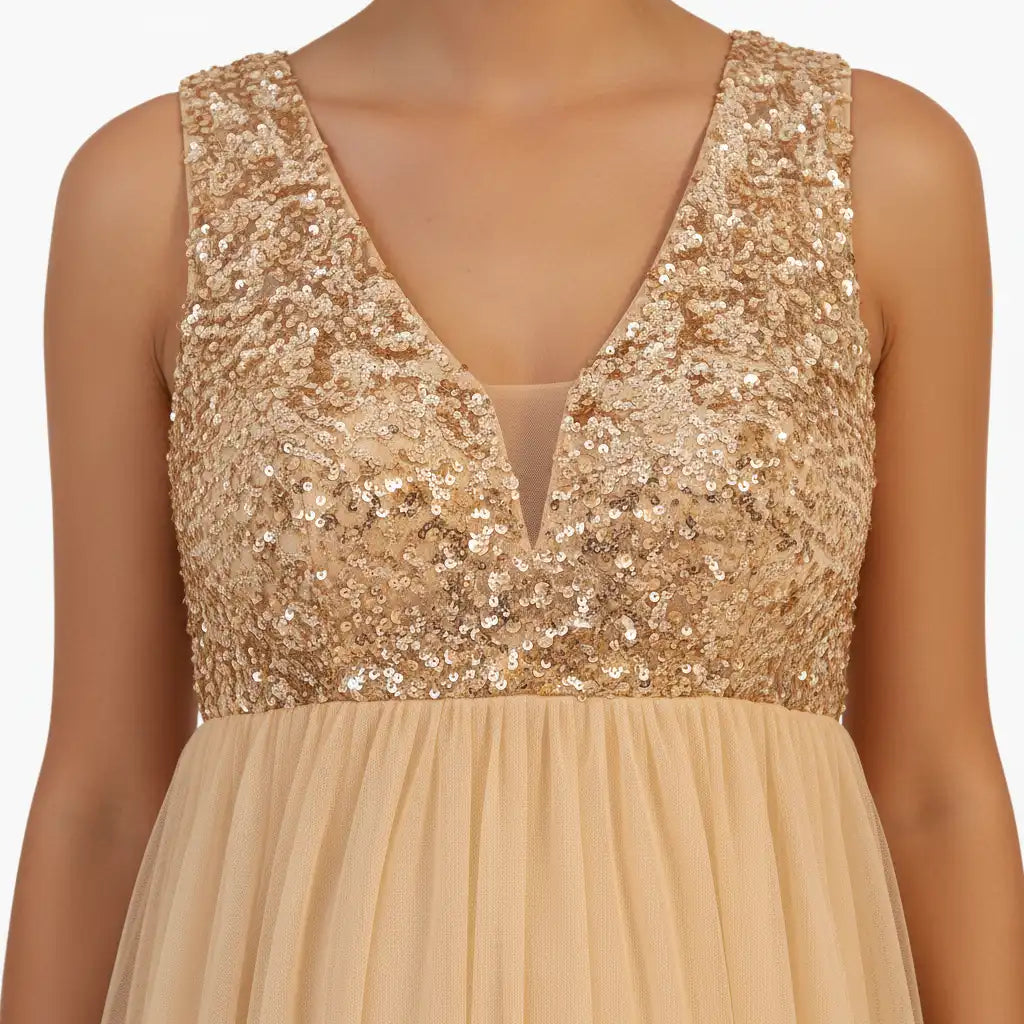 Sequin Bodice Empire Waist Maternity Maxi Dress