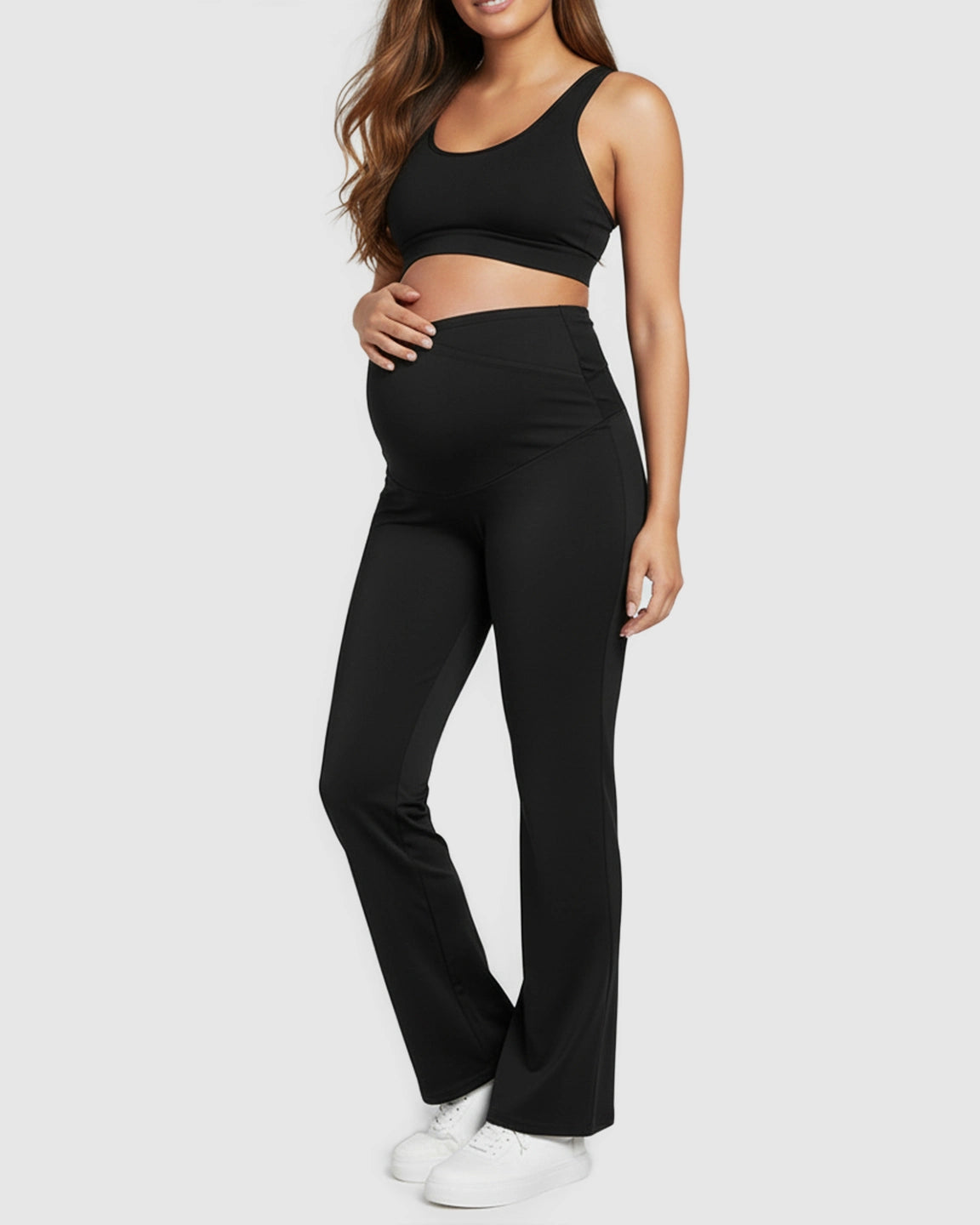 Cross-Support Wide-Leg Maternity Pants