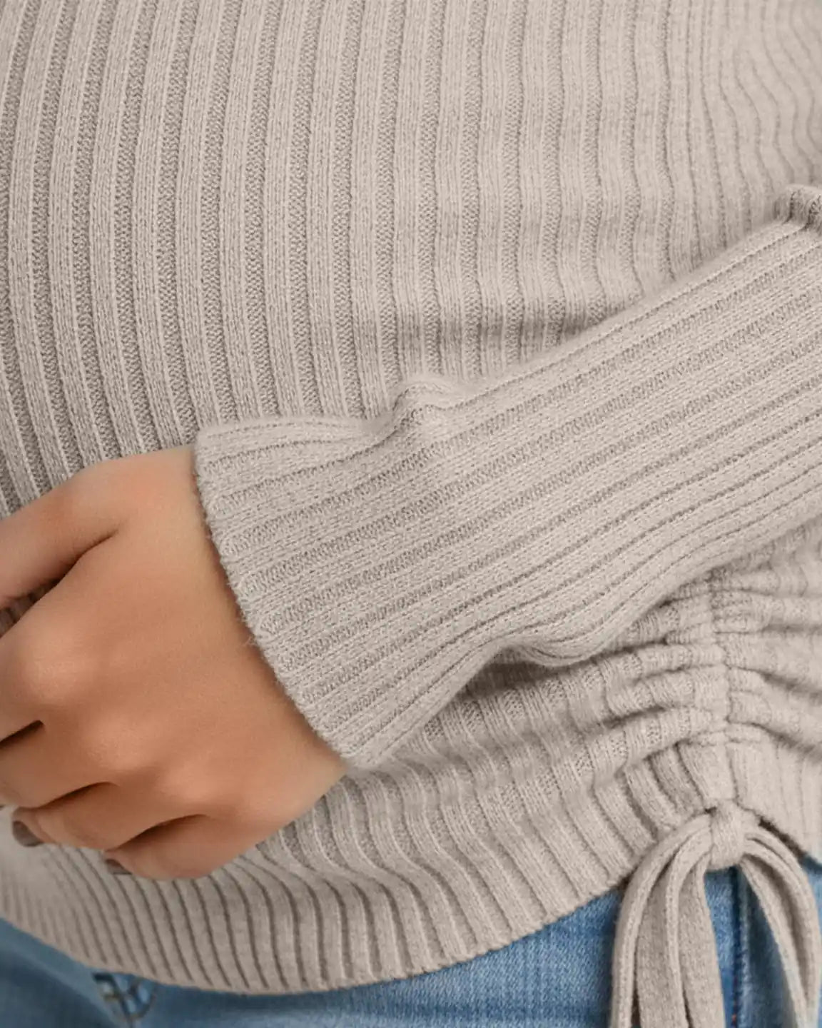 Adjustable Side Drawstrings Ribbed Maternity Top