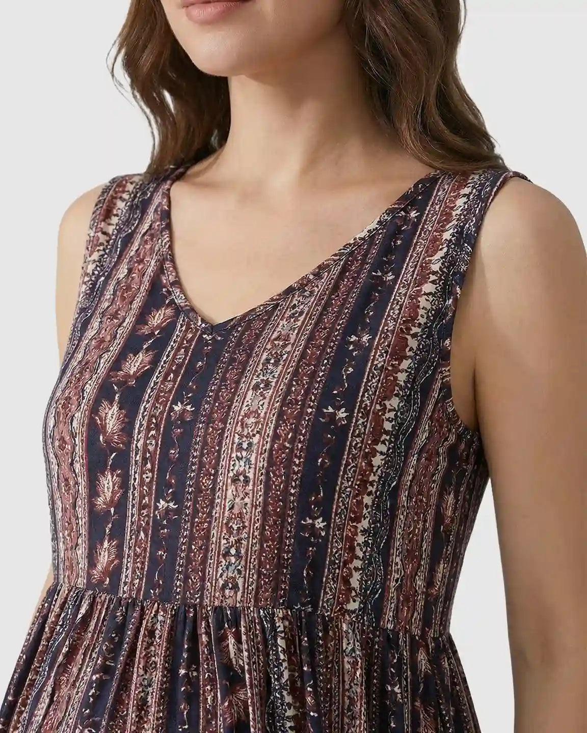 Sleeveless A-line Maternity Midi Dress