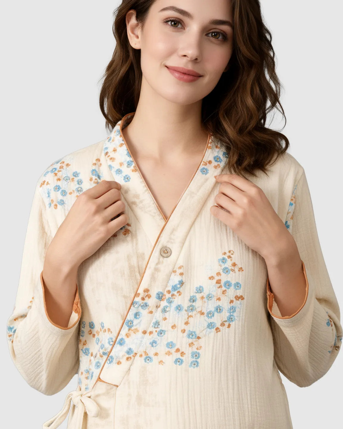 Cotton-Muslin Japanese-Style Maternity Sleepwear Set