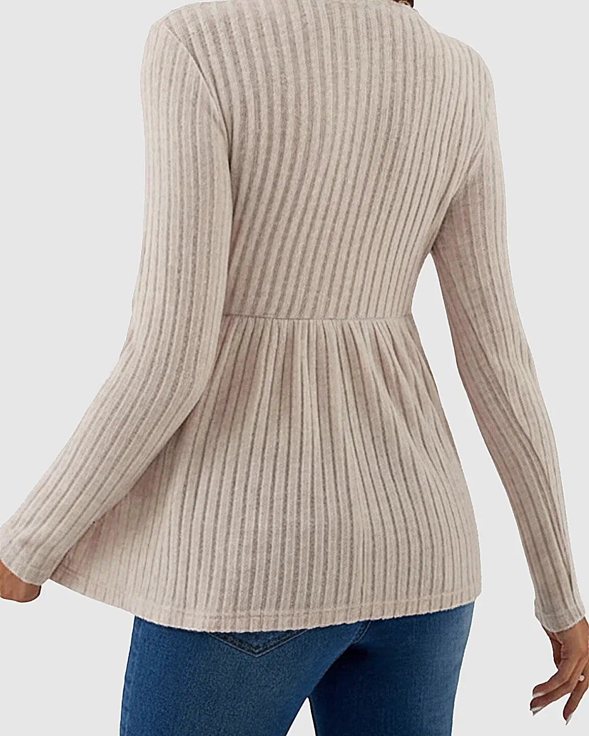Ribbed Knit Ruffle Hem Maternity Top