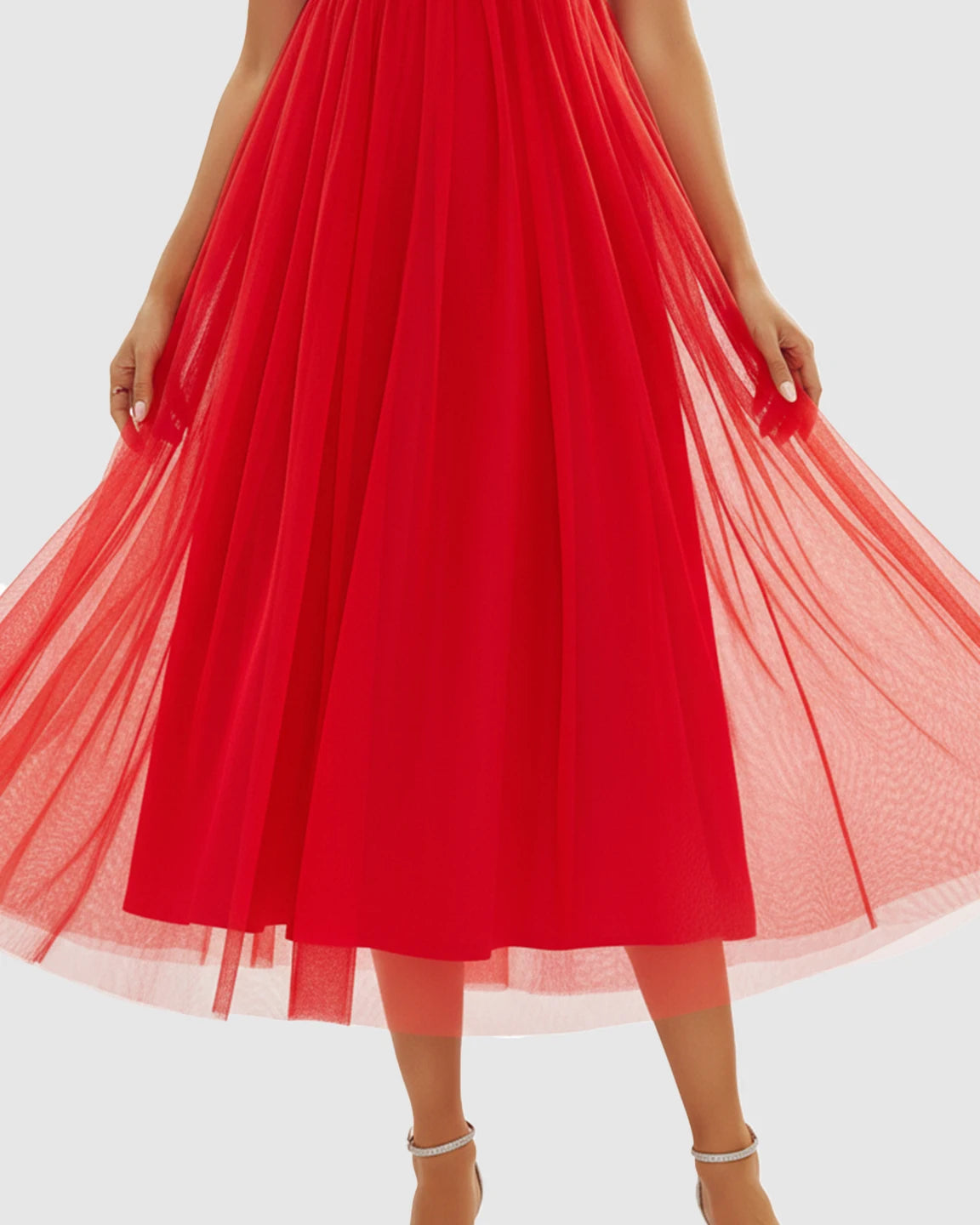 Soft Mesh Layers Romantic Maternity Midi Dress