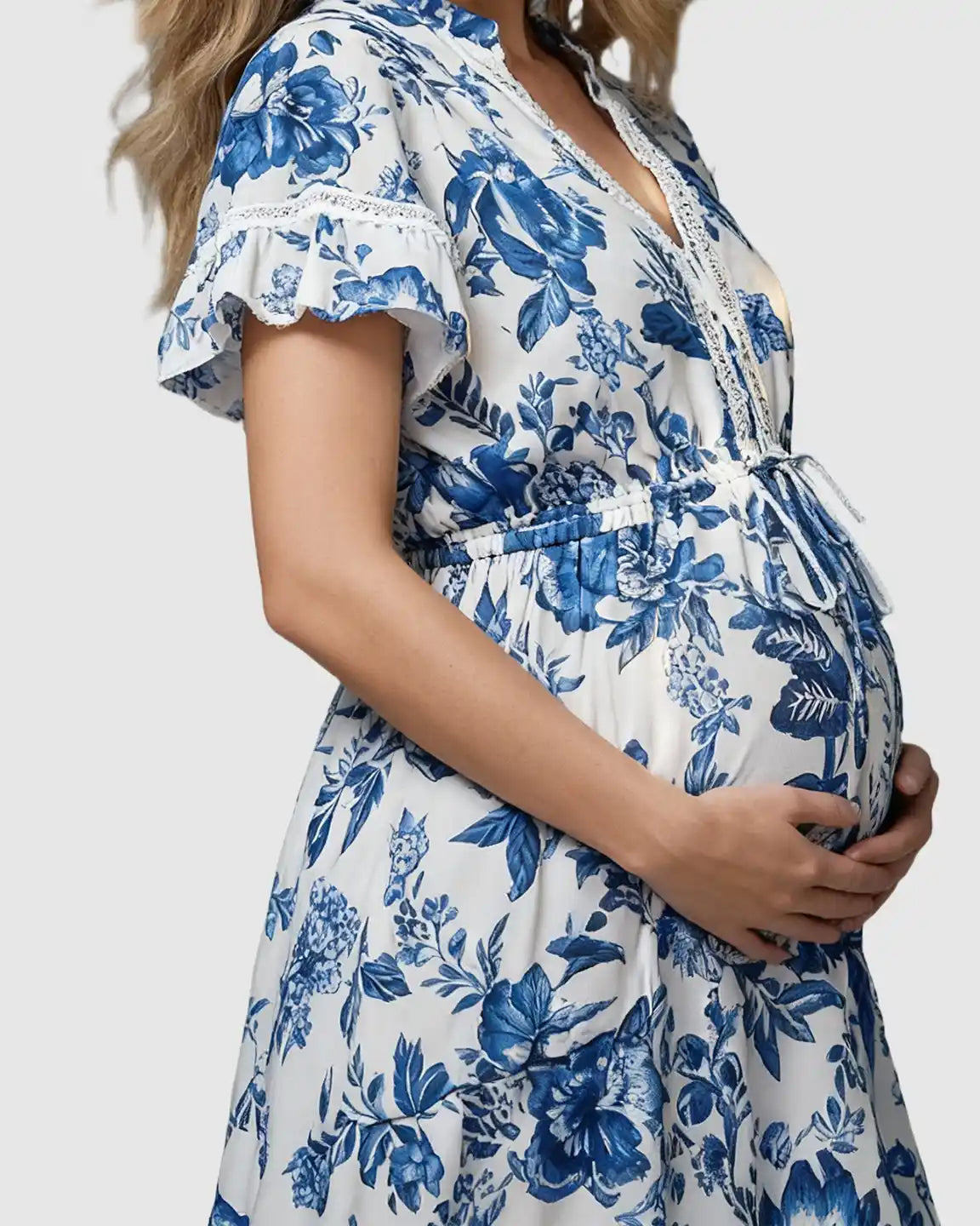 Ethnic Floral Print A-Line Maternity Maxi Dress