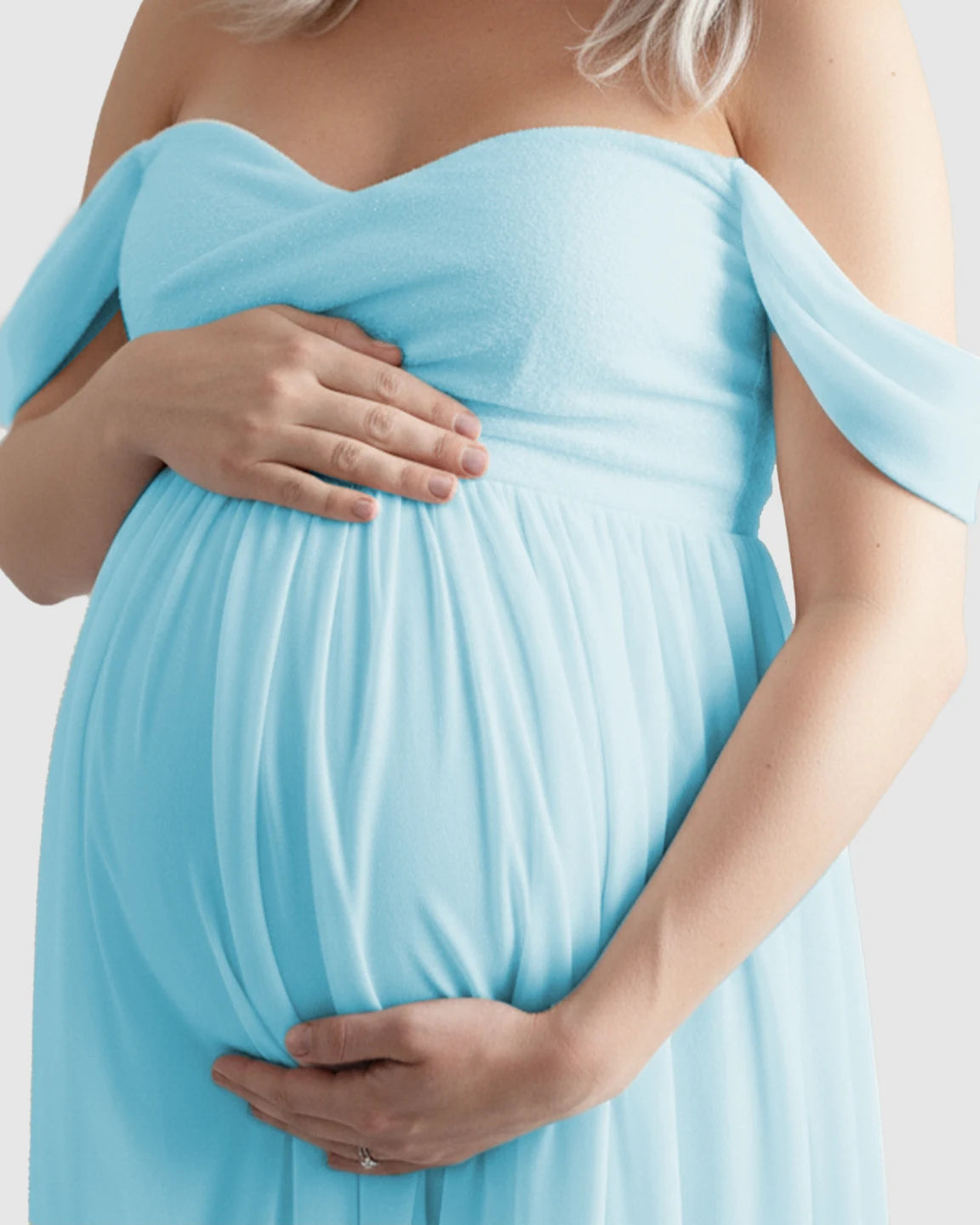 Off-Shoulder Flowing Maternity Photoshoot Gown