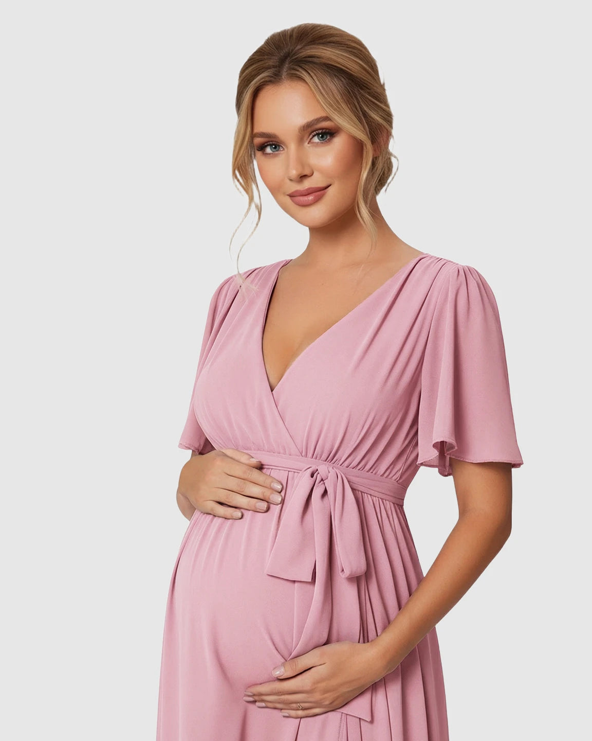 V-Neck A-line Maternity Maxi Dress