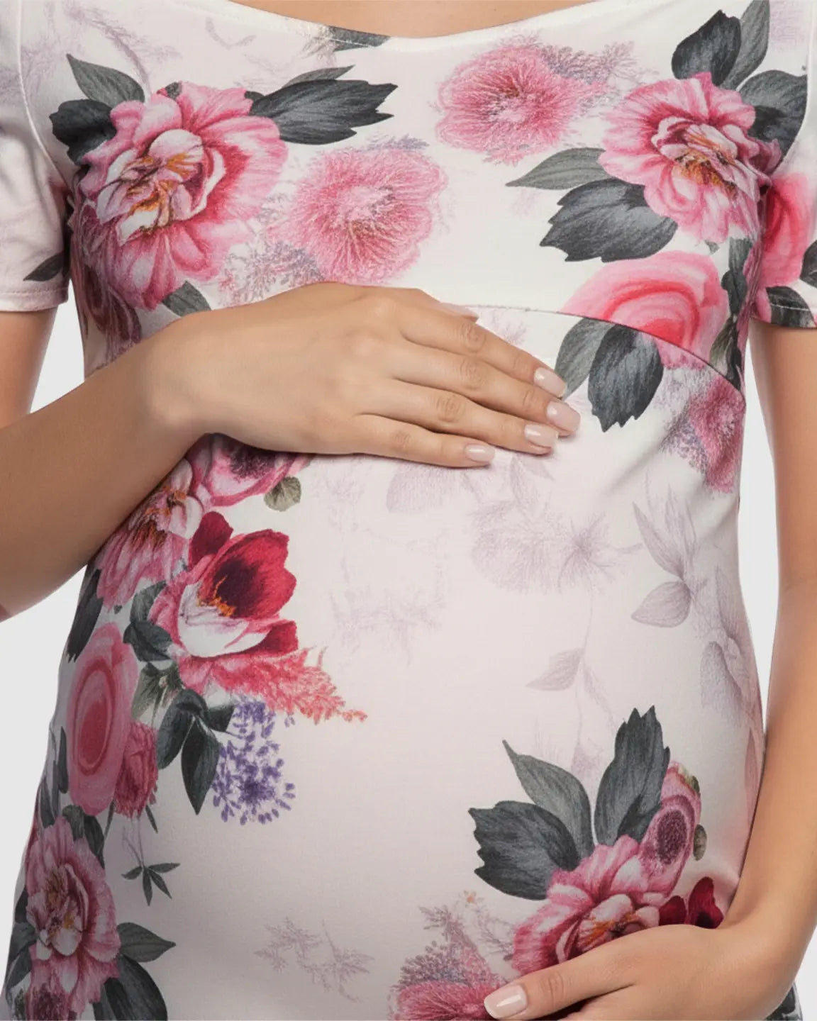Cross V-neck Floral Print Maternity Maxi Dress