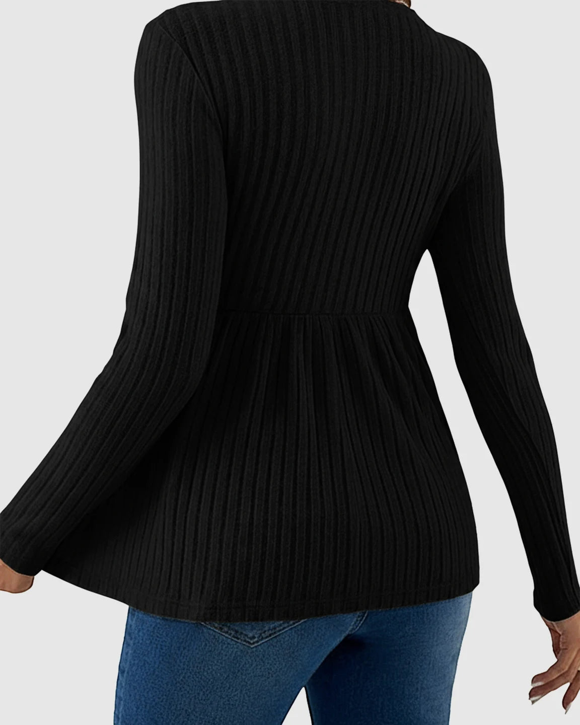 Ribbed Knit Ruffle Hem Maternity Top