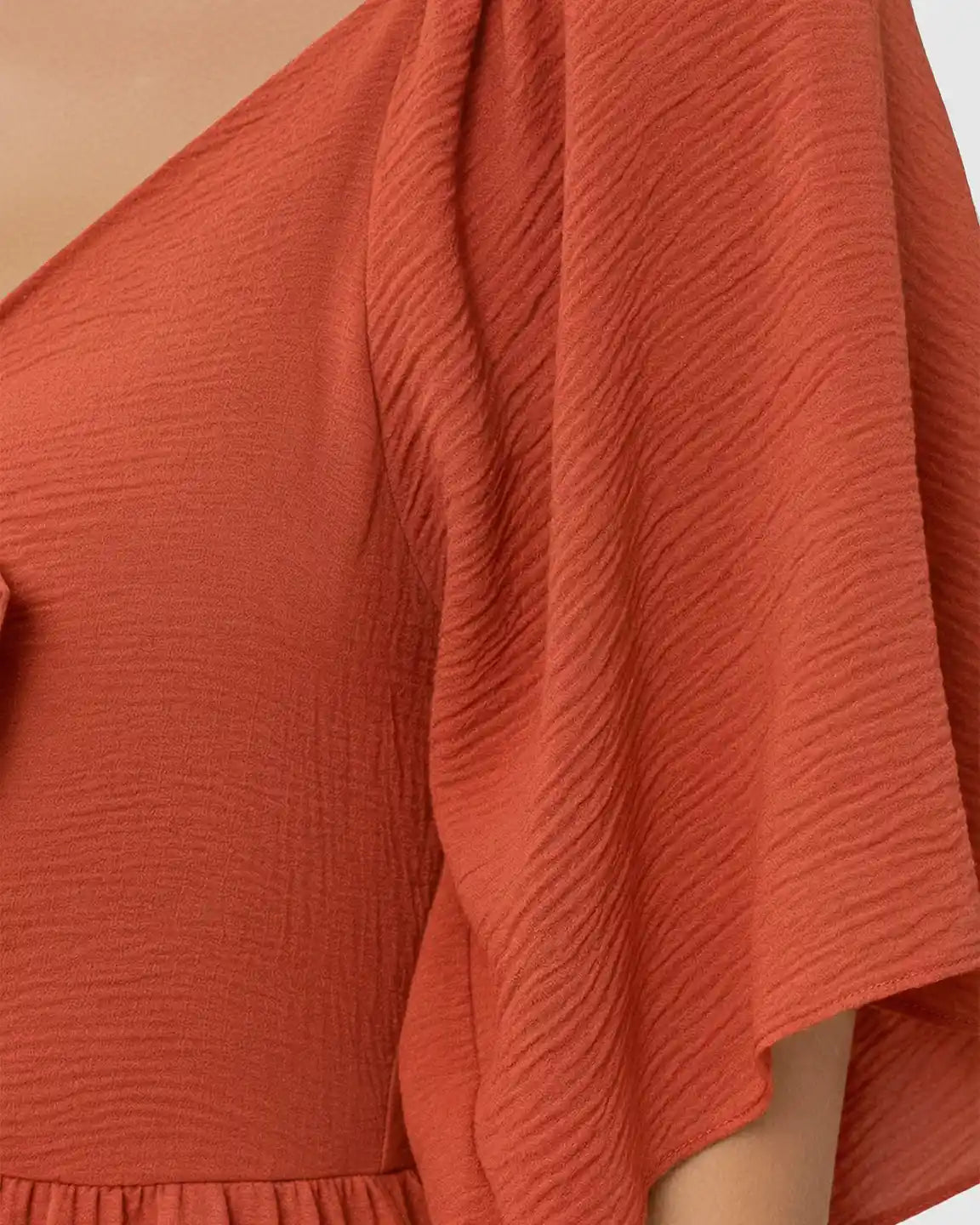 Tie-Knot Front Swing Silhouette Maternity Midi Dress