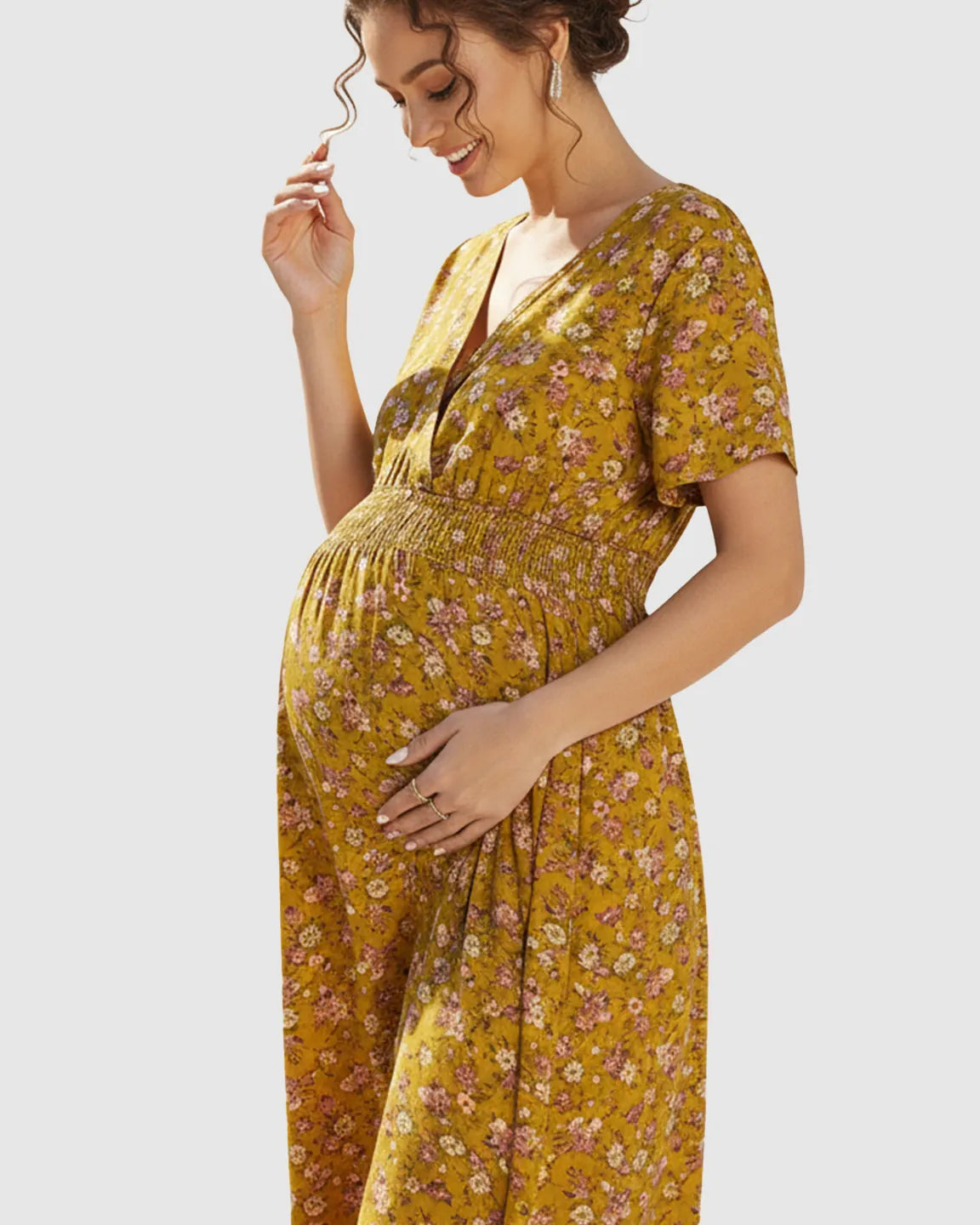 Stretch-Waist A-Line Maternity Midi Dress
