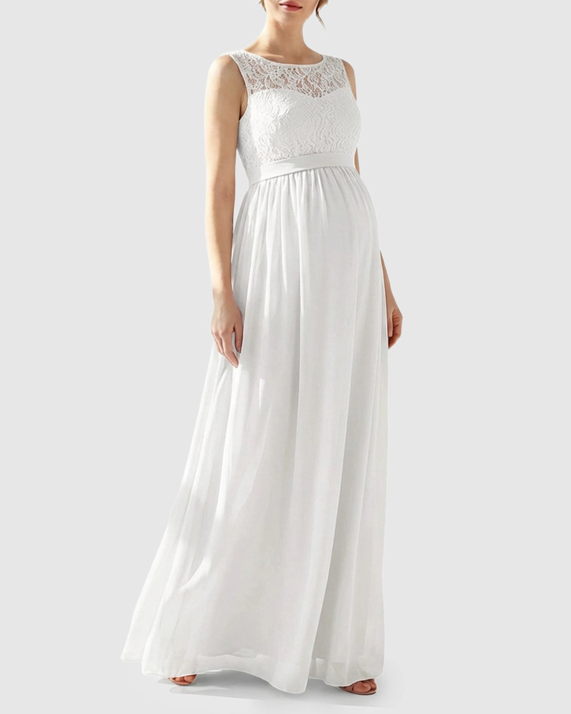 Lace Bodice Elegant Maternity Maxi Dress