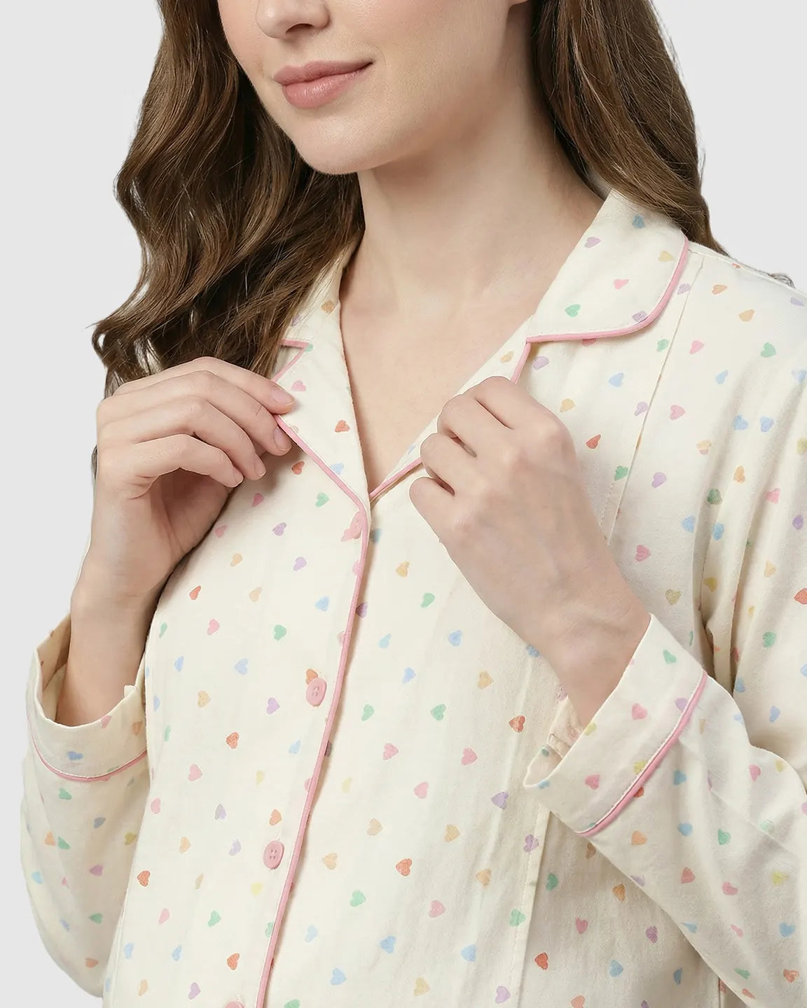 Floral Collared Cotton Gauze Nursing Pajama Set