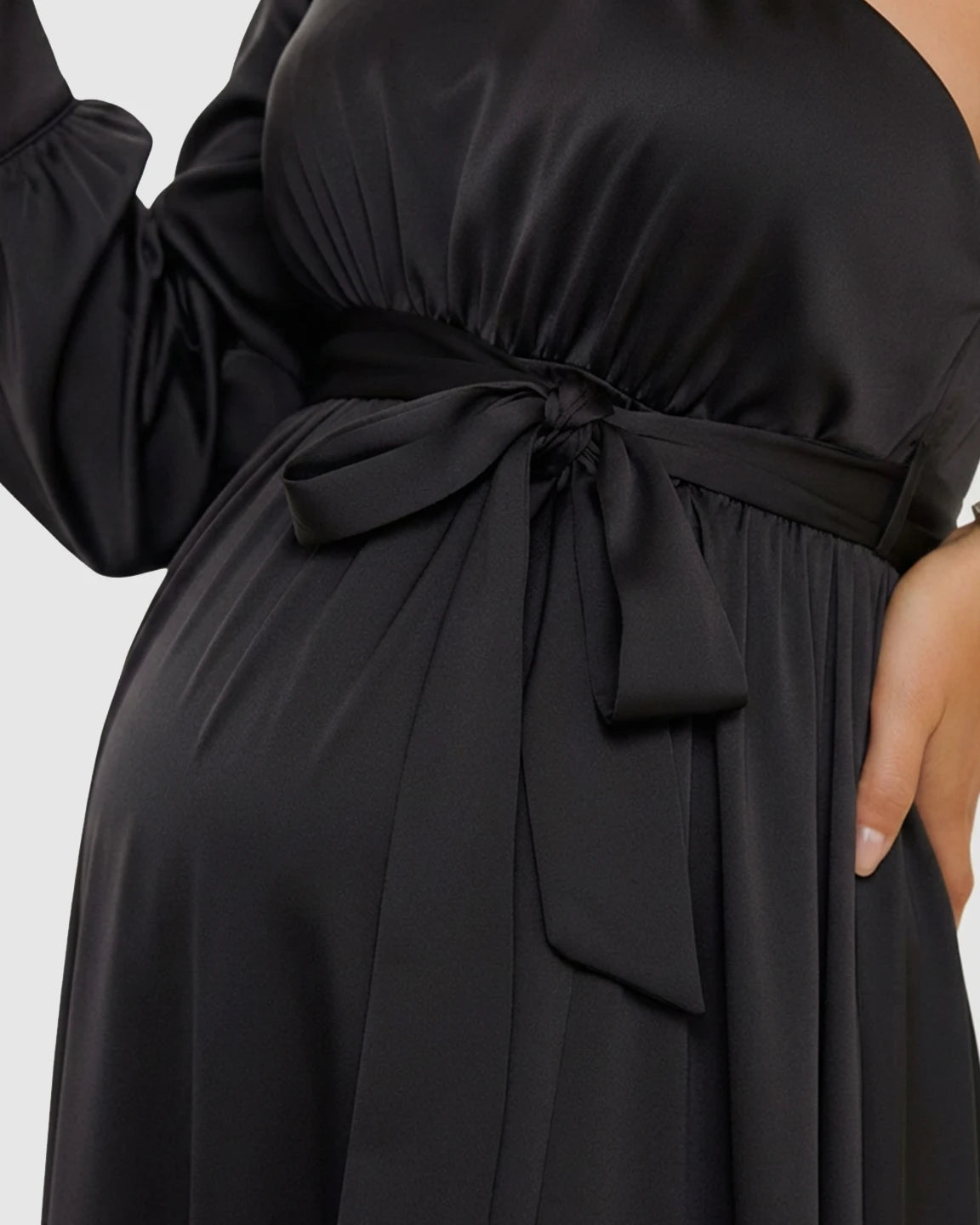 One-Shoulder Elegant Maternity Maxi Dress