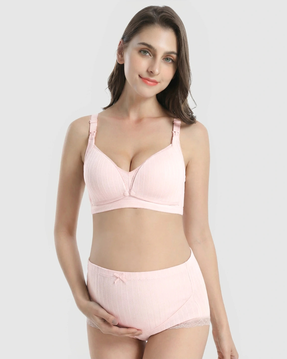 Wire-Free Breathable High-Waist Maternity Nursing Bra & Panty Set
