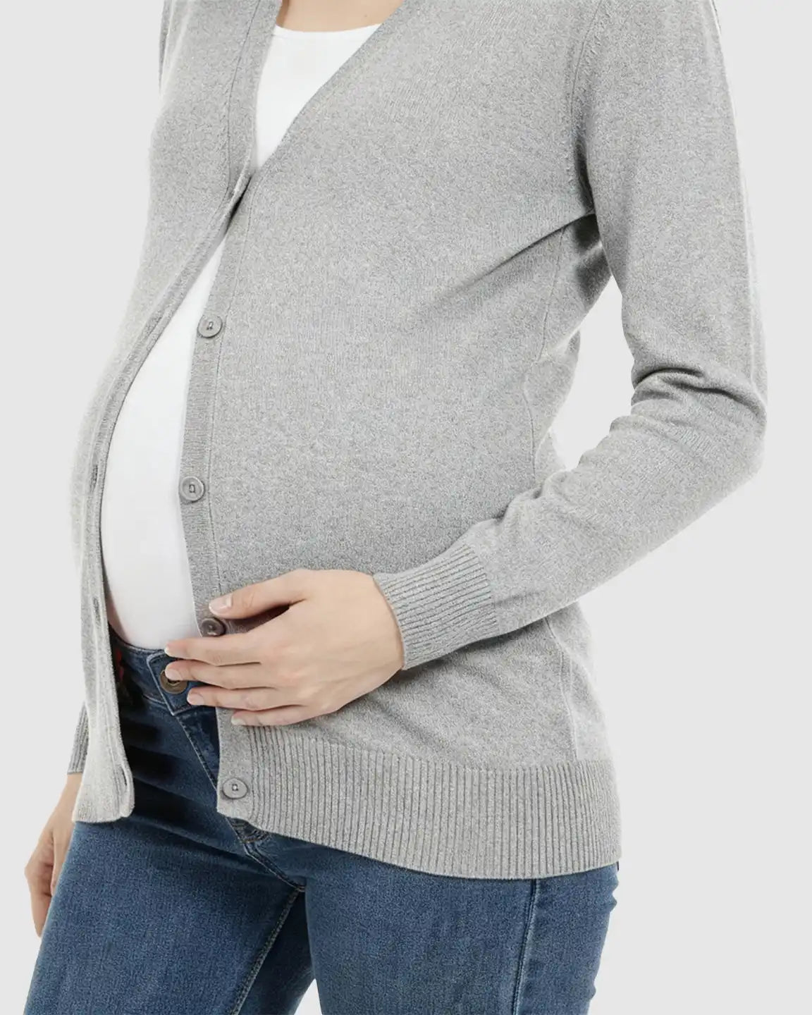 Button-Front V-Neck Maternity Cardigan
