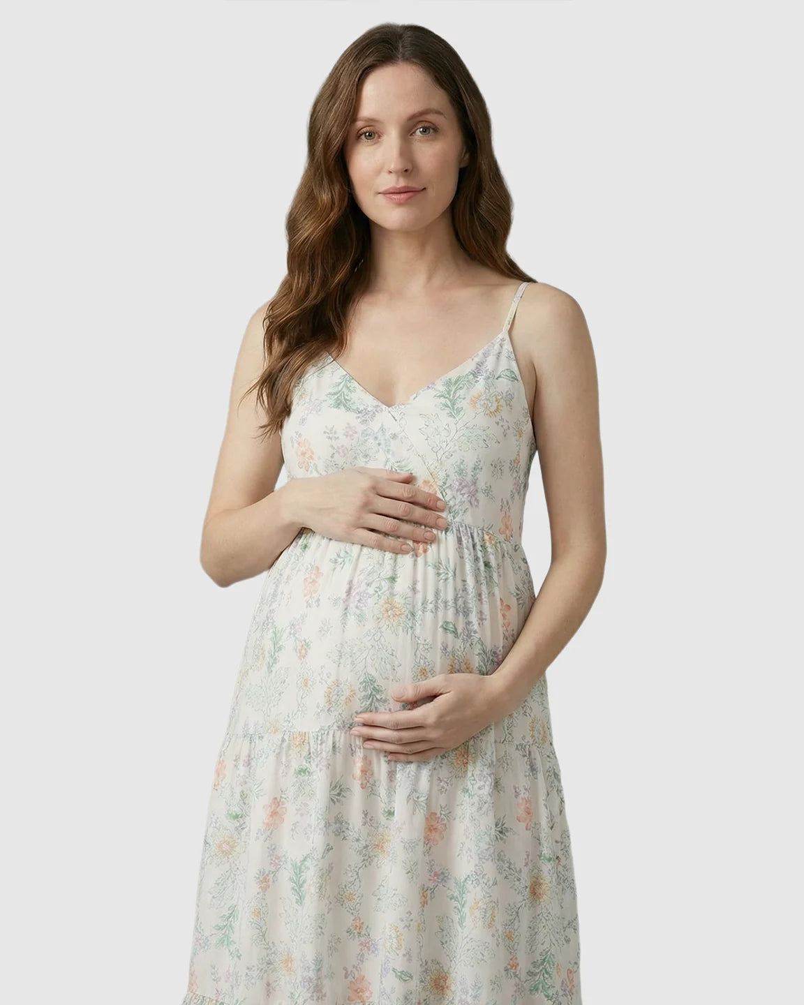 Lace Trim Floral Print Maternity Nightdress