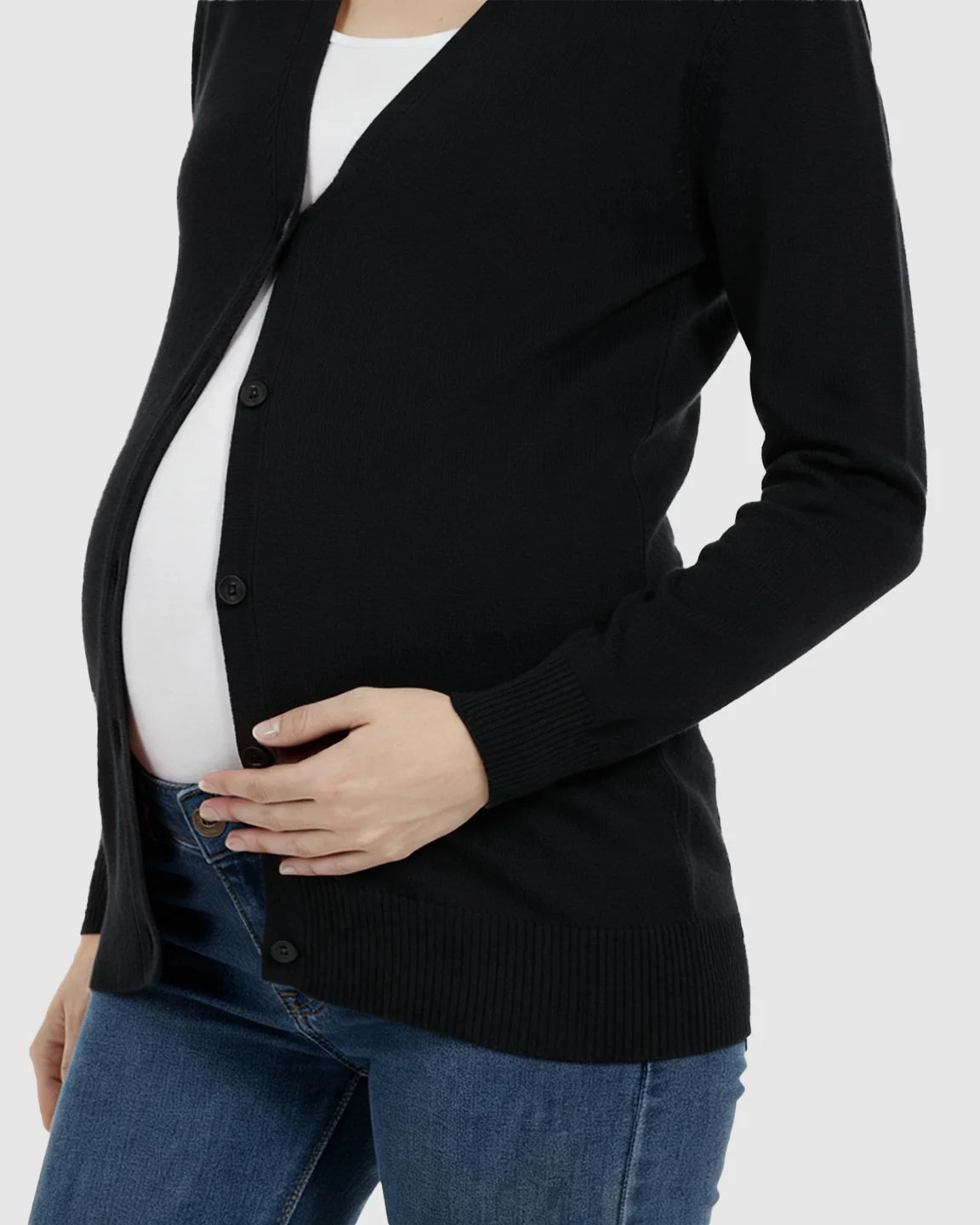 Button-Front V-Neck Maternity Cardigan