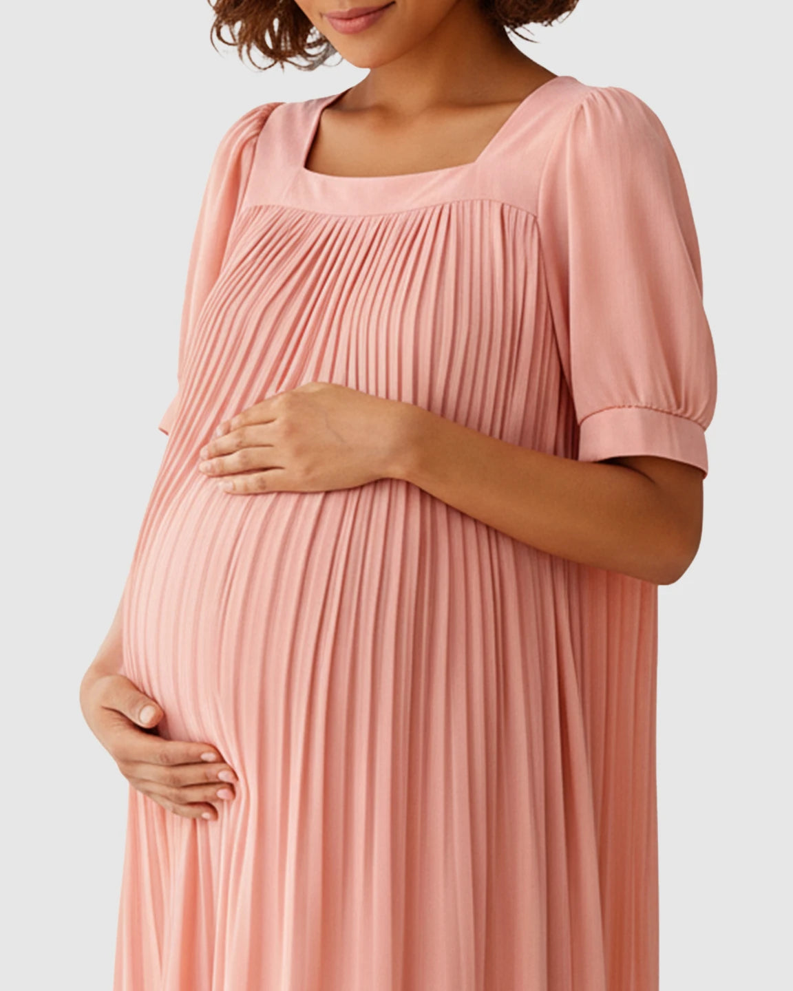 Pleated Flowy-Style Maternity Short Dress