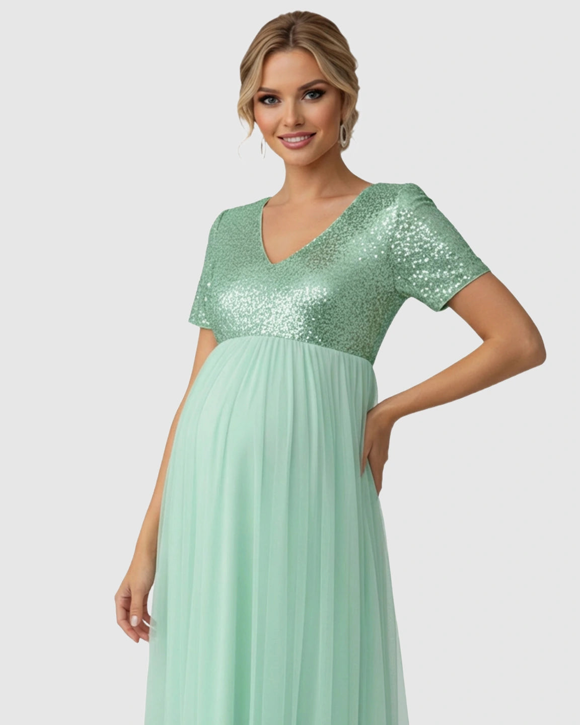 Sequin Bodice Glamorous Maternity Maxi Dress