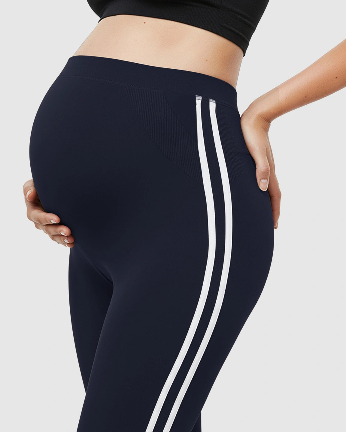 Side Striped Sporty Maternity Leggings