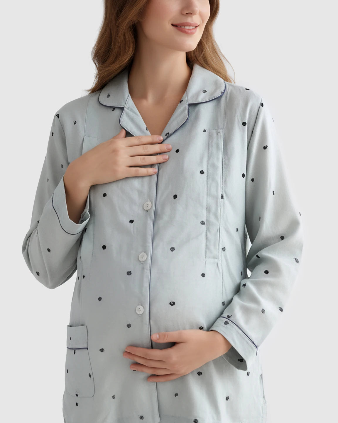 Polka Dot Cotton Nursing Pajama Set
