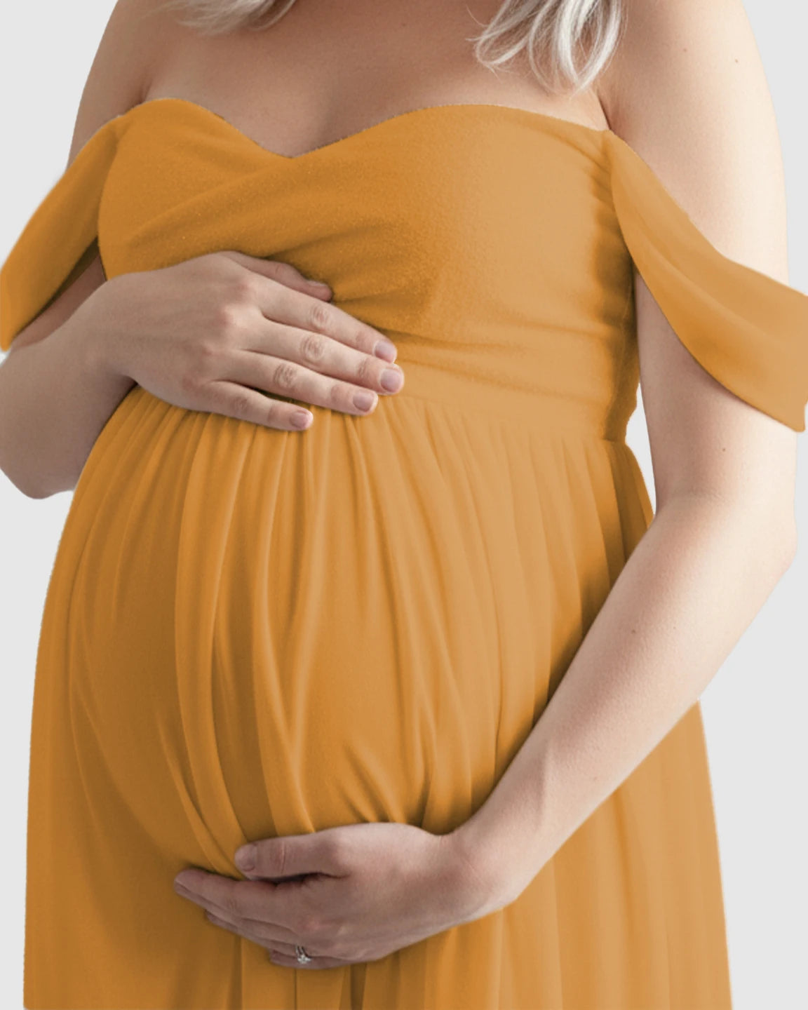 Off-Shoulder Flowing Maternity Photoshoot Gown