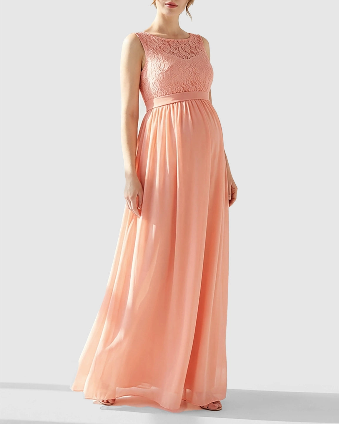 Lace Bodice Elegant Maternity Maxi Dress