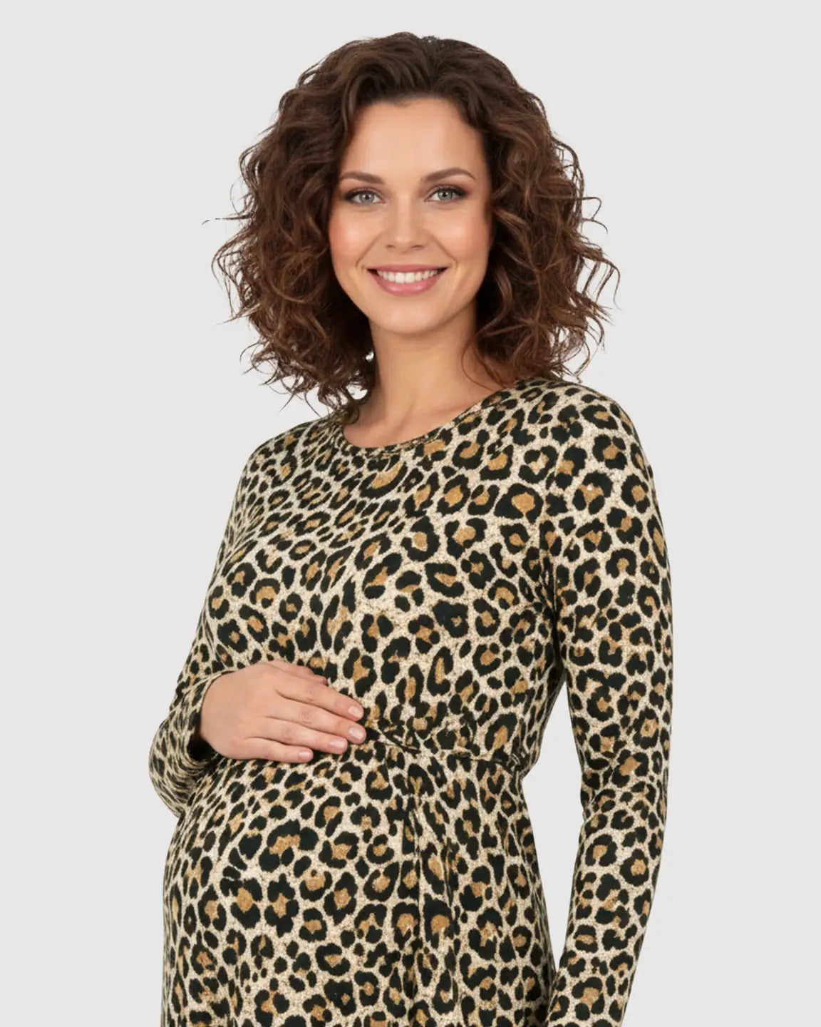 Flowing Skirt Leopard Print Maternity Maxi Dress